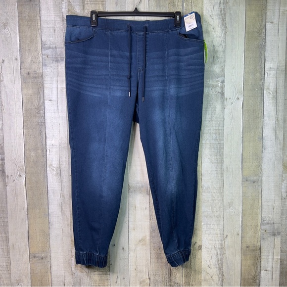 Terra & Sky Skinny Fitted Knit Jogger Denim Jeans - Dark Blue. NWT - Picture 1 of 11